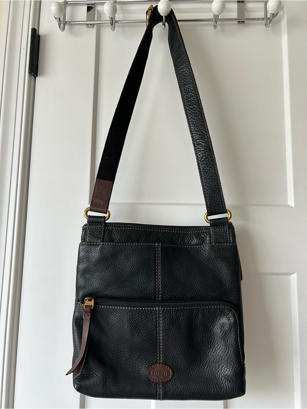 Fossil Brown Leather Shoulder or Crossbody with Gold Accents - Picture 2 of 9